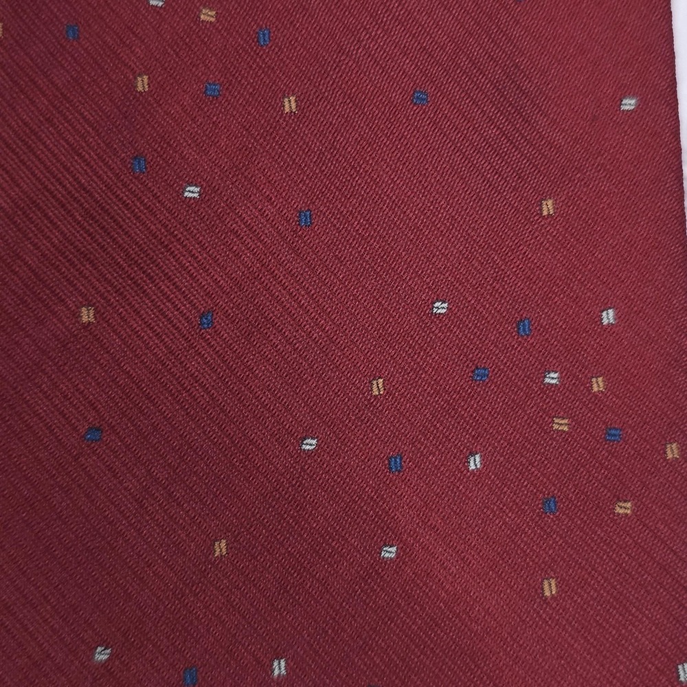 KENZO Paris Tie Mens VTG Burgundy Silk Geometric Dot Confetti Fun Festive 80s - Picture 4 of 7